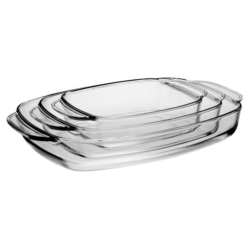 Symple Stuff Hwit Rectangle Glass 3 Piece Ramekin / Soufflé Dish Bakeware Set