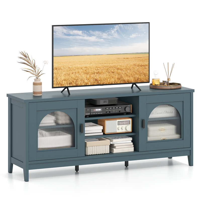 Farmhouse TV Stand for TVs up to 65'' Modern Vintage TV Cabinet for Living Room, Green