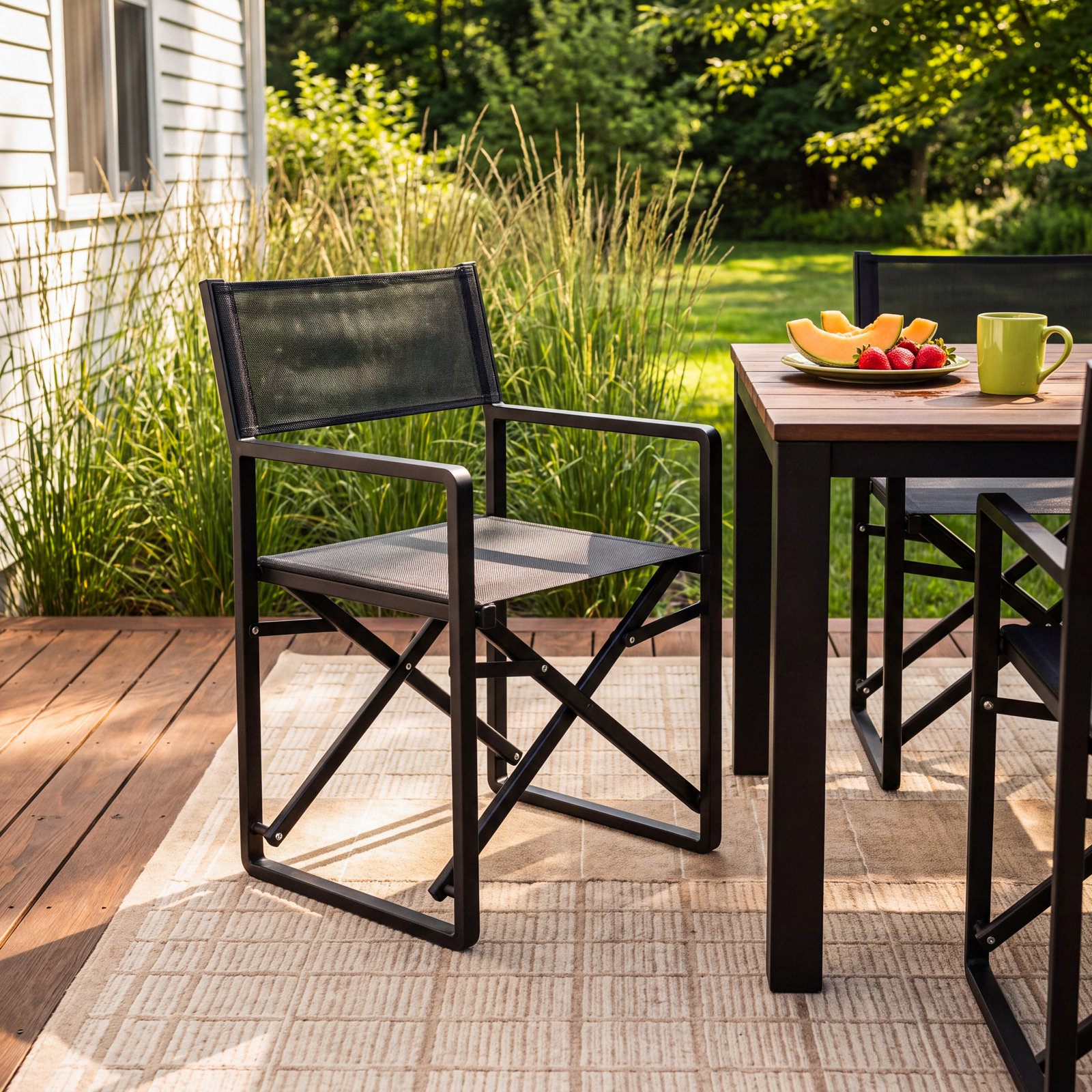 Sunset Foldable Patio Armchair, Black