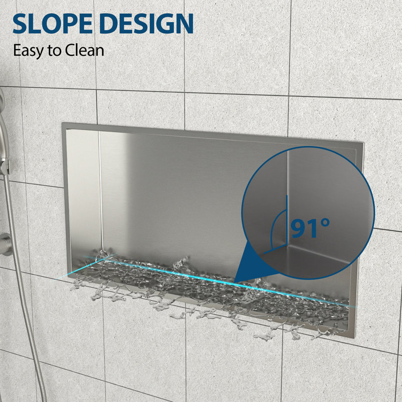 25" X 13" Stainless Steel Shower Niche, Brushed Nickel