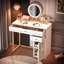31.5'' Makeup Vanity Desk With Lighted Mirror, Luxury Dressing Table With 2 Drawers And 1 Cabinet, 3 Lighting Modes Available For Bedroom, White-Gold