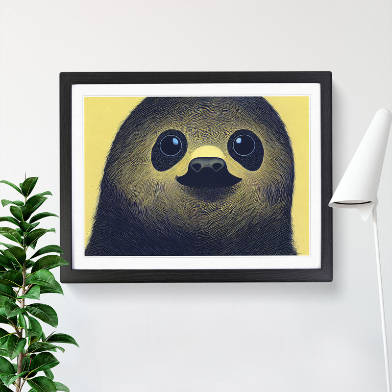 Groovy Sloth - Single Picture Frame Print, 46cm H x 64cm W x 2cm D, Black Framed