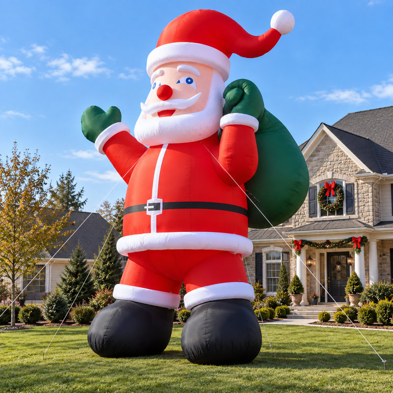Père Noël gonflable géant de 26 pi dans la cheminée avec renne, grand père Noël gonflable avec souffleur de 680 W pour la décoration extérieure de la cour Christma