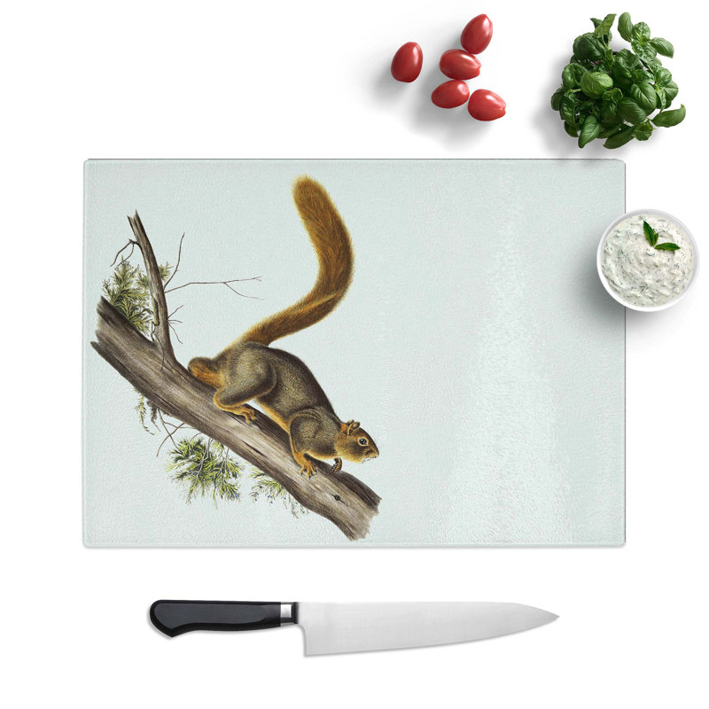 Tempered Glass Squirrel by J.W. Audubon Chopping Board, 39 cm W x 28.5 cm L