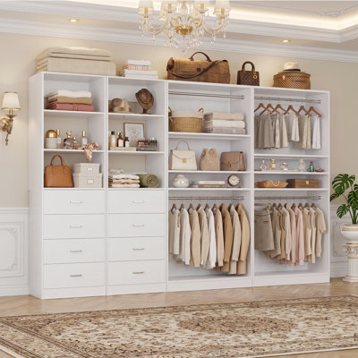 Welles Closet System with Wood Drawers, Hanging Rods