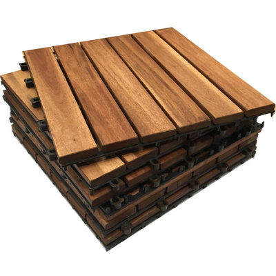 Balkcom 30cm L x 30cm W Wood Interlocking Deck Tile in Brown
