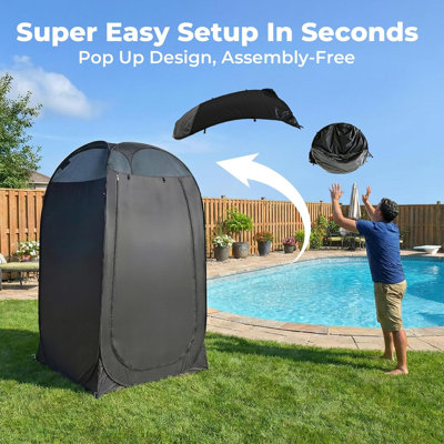 Tente de douche instantanée Instant Pop Up, abri d'intimité 4 pi x 4 pi x 7 pi avec tissu en téflon, toit en filet d'aération à 360 °, toilette portative et vestiaire pour la plage, la randonnée, le véhicule récréatif léger et stable