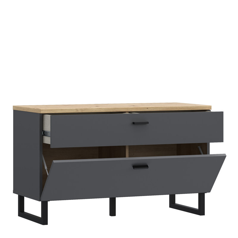 Bellmon TV Unit with 1 Drawer 1 Flip Door in Grey and Oak