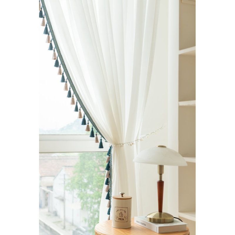 Liliana Rayon Sheer Curtain, 45" W x 84" L, Blue