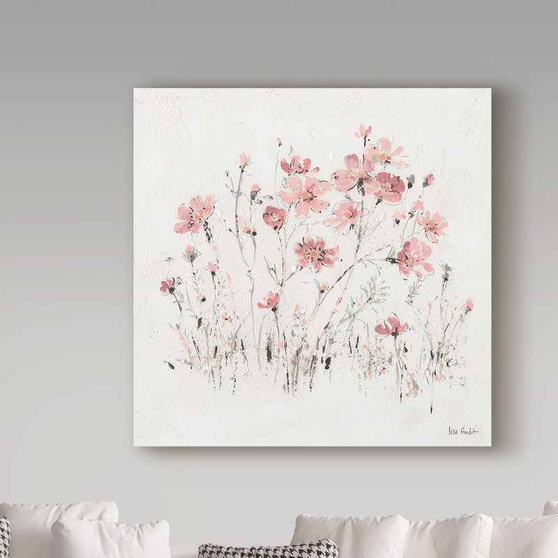« wildflowers ii rose », reproduction de peinture à l’acrylique sur toile tendue, H 35 po x l 35 po x P 2 po
