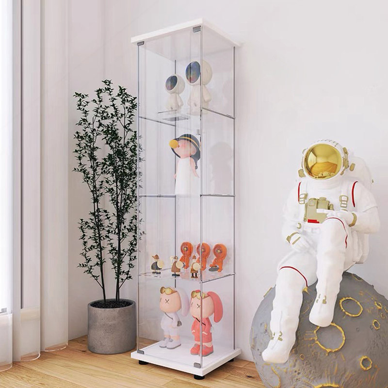 Armoire en verre à une porte avec 4 tablettes, idéale pour exposer vos objets ou objets de collection préférés et assurer une sécurité et une durabilité maximales.