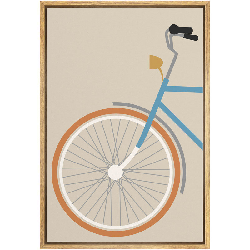 " Side Profile Of Front Part Touring Bicycle With Big Wheel ", 36" H x 24" W x 1.5" D, Brown Framed