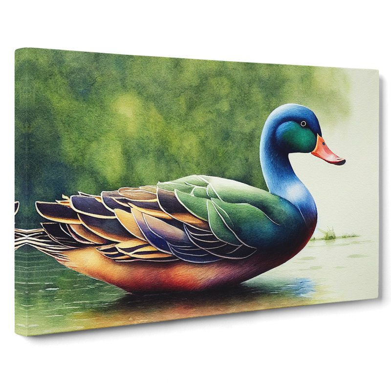 Duck Watercolour Vol.2 - Wrapped Canvas, 40cm H x 60cm W x 3cm D