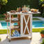 Îlot de cuisine extérieur pliable avec roulettes verrouillables, armoire de rangement et porte-serviettes-125435929