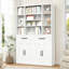 Bibliothèque en métal de 71 pouces de hauteur avec tiroirs, tablettes réglables et portes d'armoire pour l'organisation de la chambre à coucher