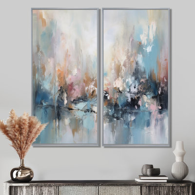 Grey And Blue Vivid Waves Fuild II - Gray Wall Art