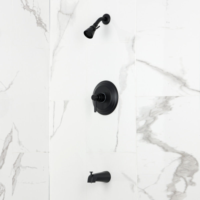 Kingston Brass Concord Single-Handle Pressure Balanced Tub and Shower Faucet, Matte Black