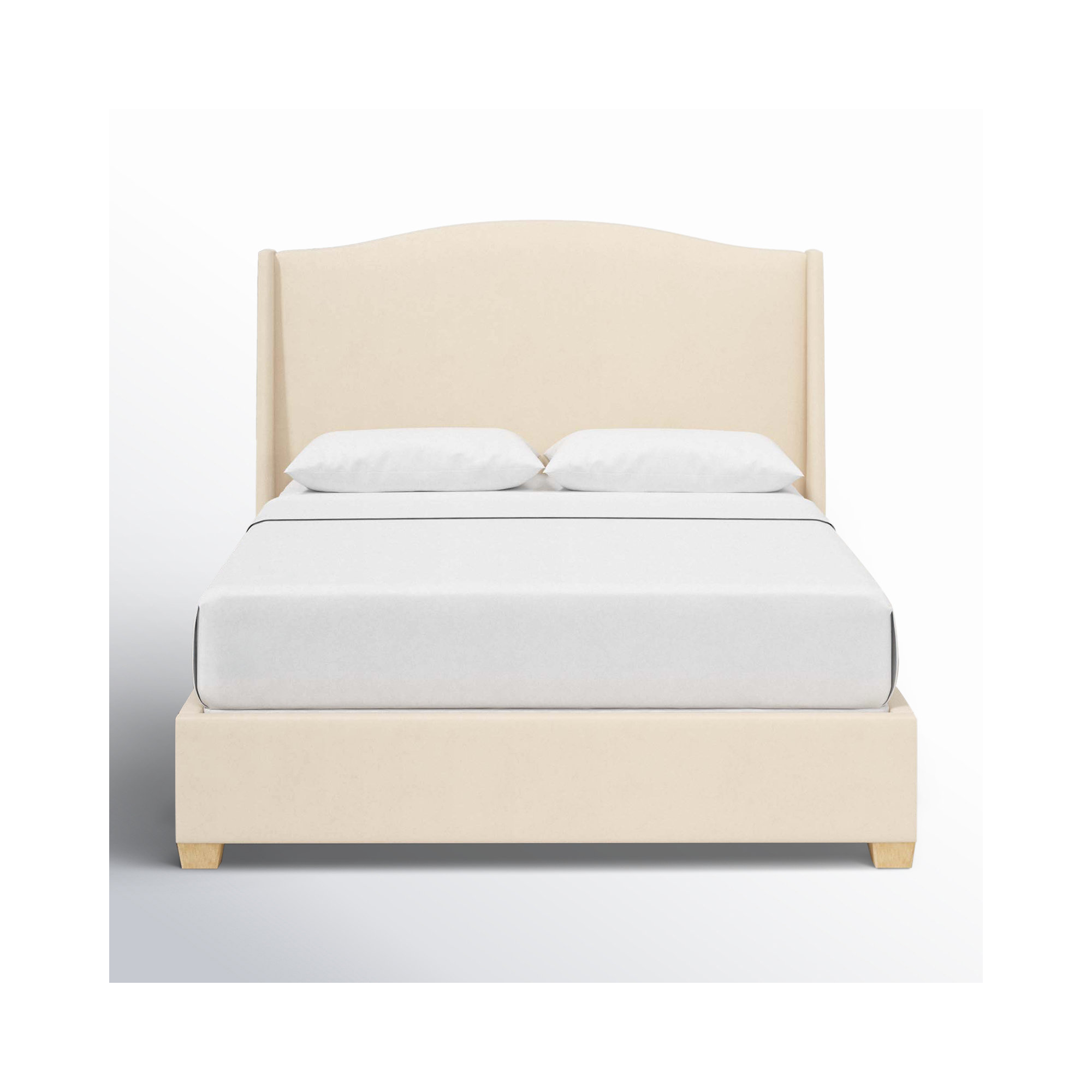 Allis Upholstered Wingback Bed, Classic Pearl Performance Velvet, Twin
