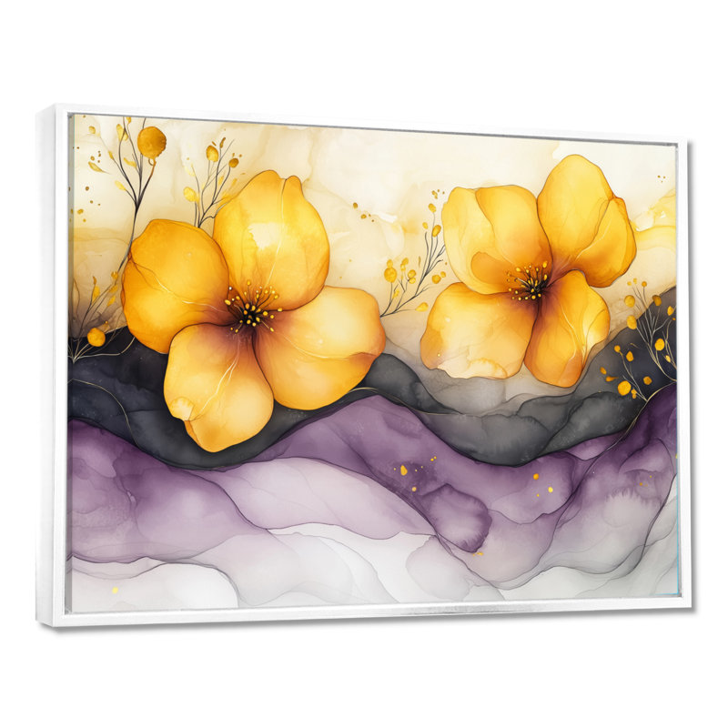 Lavande, fleur de pommier, art mural encadré, H 30 po x l 40 po, Cadre flottant, Blanc