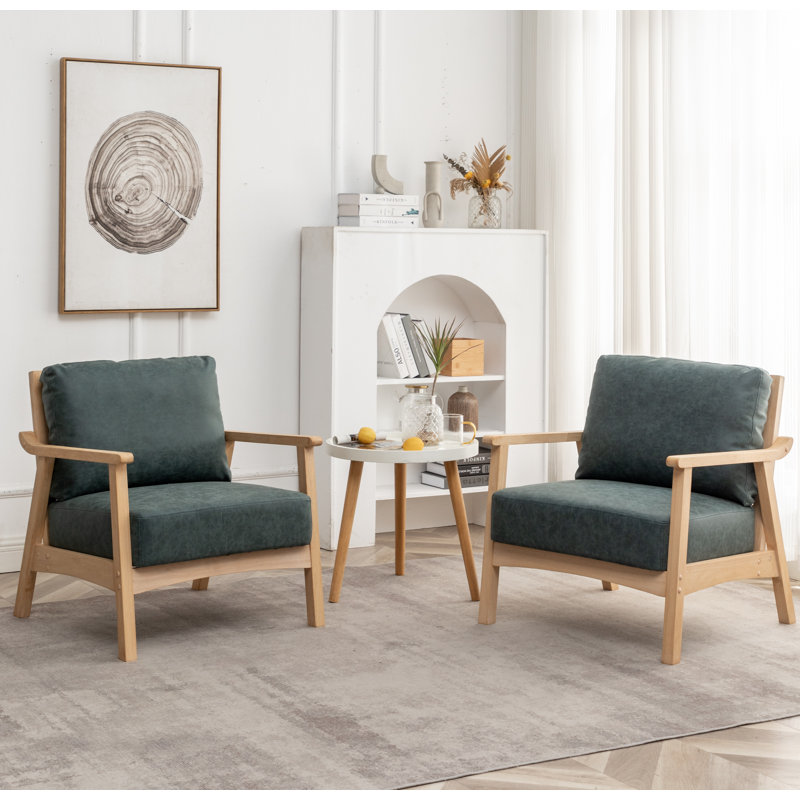 Fauteuil en polyester de 27 po Nicki, Similicuir Vintage bleu
