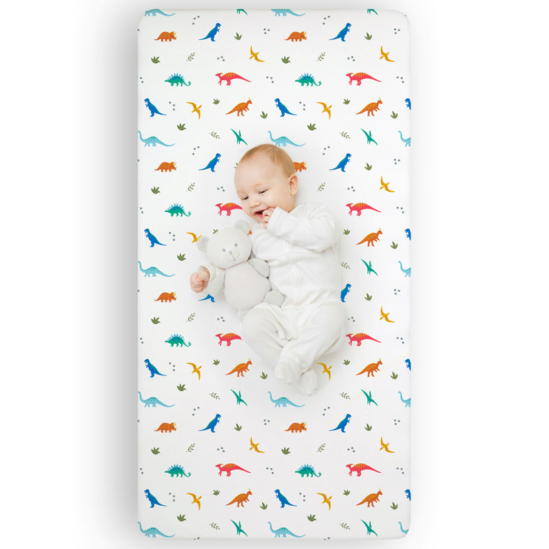 Wildkin 100% Cotton Fitted Crib Sheet – Soft & Breathable Fitted Sheet - Jurassic Dinosaurs 