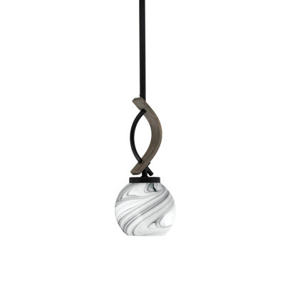 Hallmann Stem Hung Mini Pendant Shown With 5.75" Onyx Swirl Glass