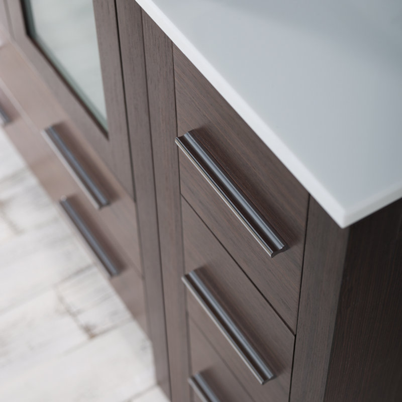 Ensemble de meuble-lavabo simple 42 po avec miroir Mance, Wengé