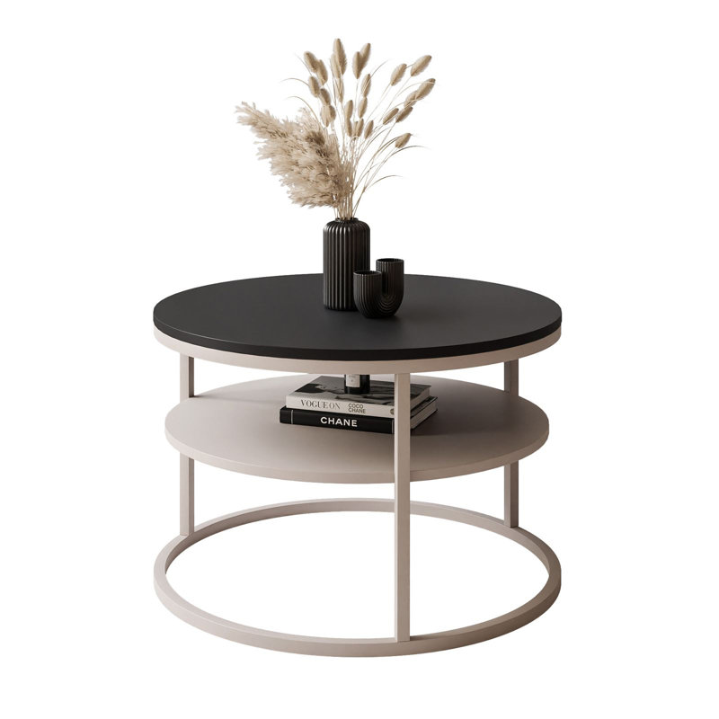 Amolika Coffee Table with Storage, Black Matt, Wood