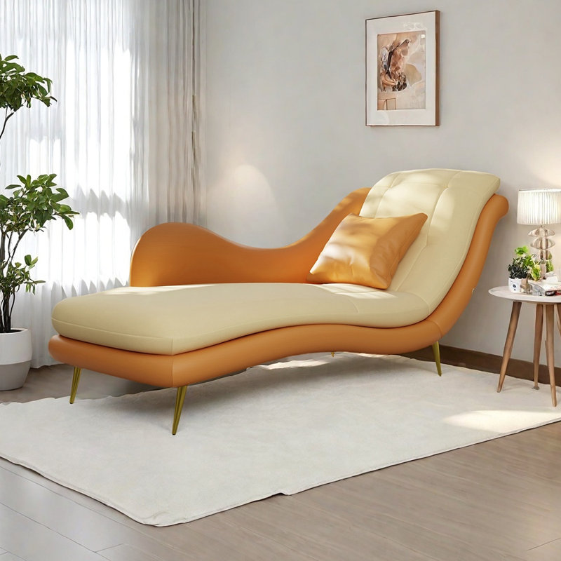 Chaise longue Robichaux , Orienté à gauche (vu de face), Orange/Beige