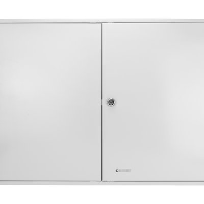 Armoire à clés avec serrure - capacité de 320 - boîte de rangement murale en acier pour clés, couleur grise, 22,17 po Hauteur, 28,17 largeur, 3,34 clés verrouillées en profondeur, acier de fixation, l x H P, protection digne de confiance