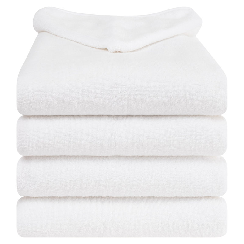 100% Cotton Soft Fluffy Baby Toddler Hooded After Shower Towels, White