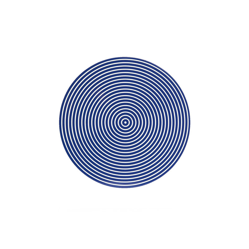 Lacquer Stripe Placemats - Round, Blue/White