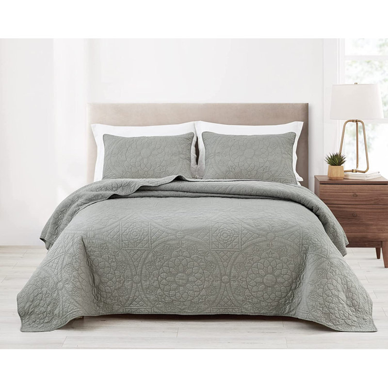 Cotton Quilt, Gray, Twin Quilt + 1 Standard Sham