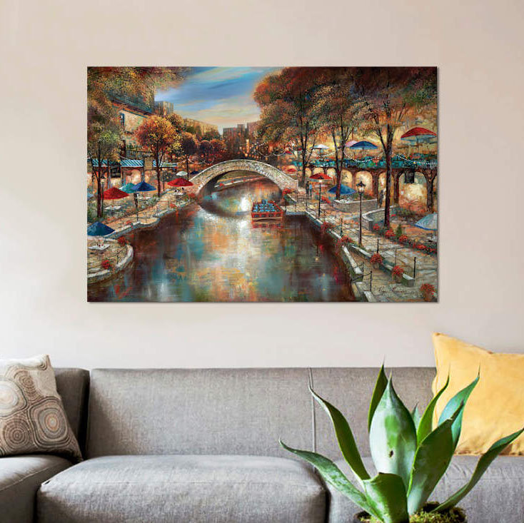 «Evening on The Canal», impression sur toile, H 18 po x l 26 po x P 1,5 po, Toile tendue, Pas de tapis