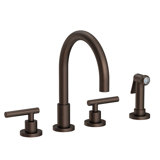 East Linear Double Handle Kitchen Faucet with Side Spray
