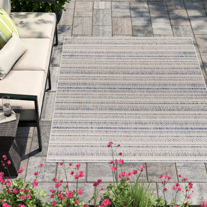 Mendota Bellino Striped Oatmeal Indoor/Outdoor Area Rug, Runner 2'7" x 12'