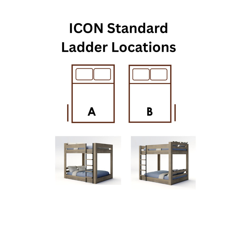 ICON Standard - Bunk Bed, Ladder Location A, Ladder on the Right (Location A), Dove Gray, Full