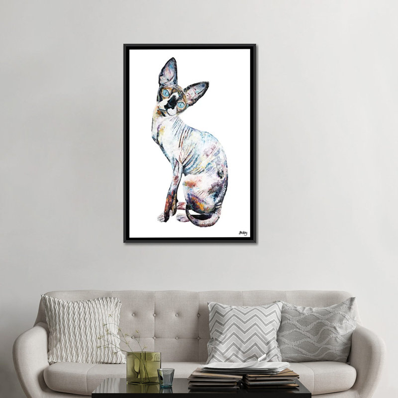 « larry », impression sur toile, H 26 po x l 18 po x P 1,5 po, Toile avec cadre noir, Pas de tapis