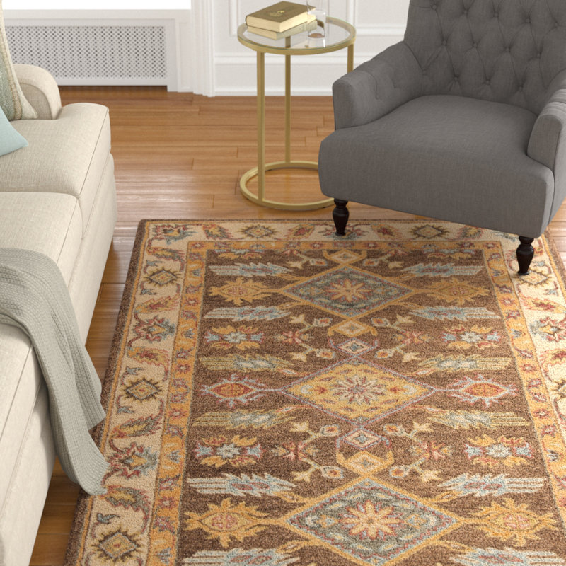 Antiquity Hand Tufted Wool/Cotton Oriental Rug in Brown/Ivory, Rectangle 6' x 9'