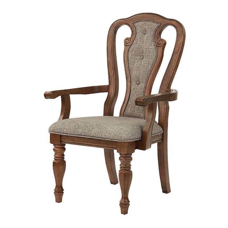 Chaise à accoudoir, Brun, Bois de chêne