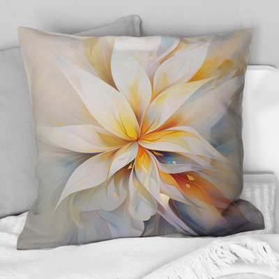 Dreamy White Digital Spring Flowers I - Fractals Printed Throw Pillow