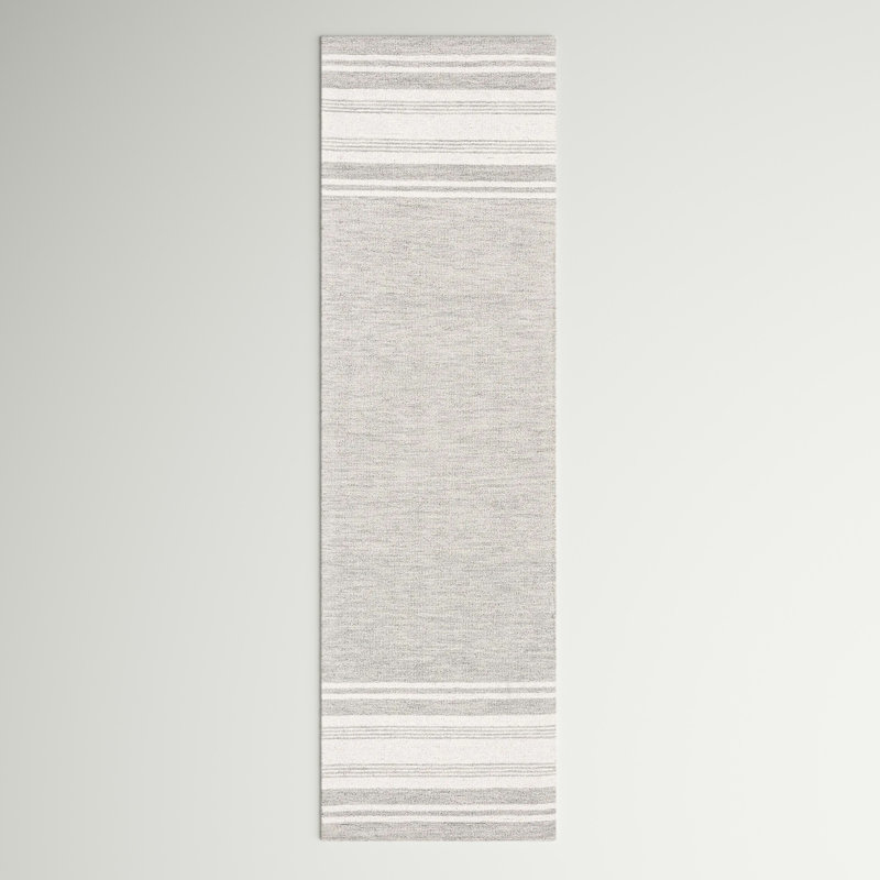 Tapis ivoire en laine touffeté à la main Cecilia, Tapis de couloir 2 pi 3 po x 8 pi