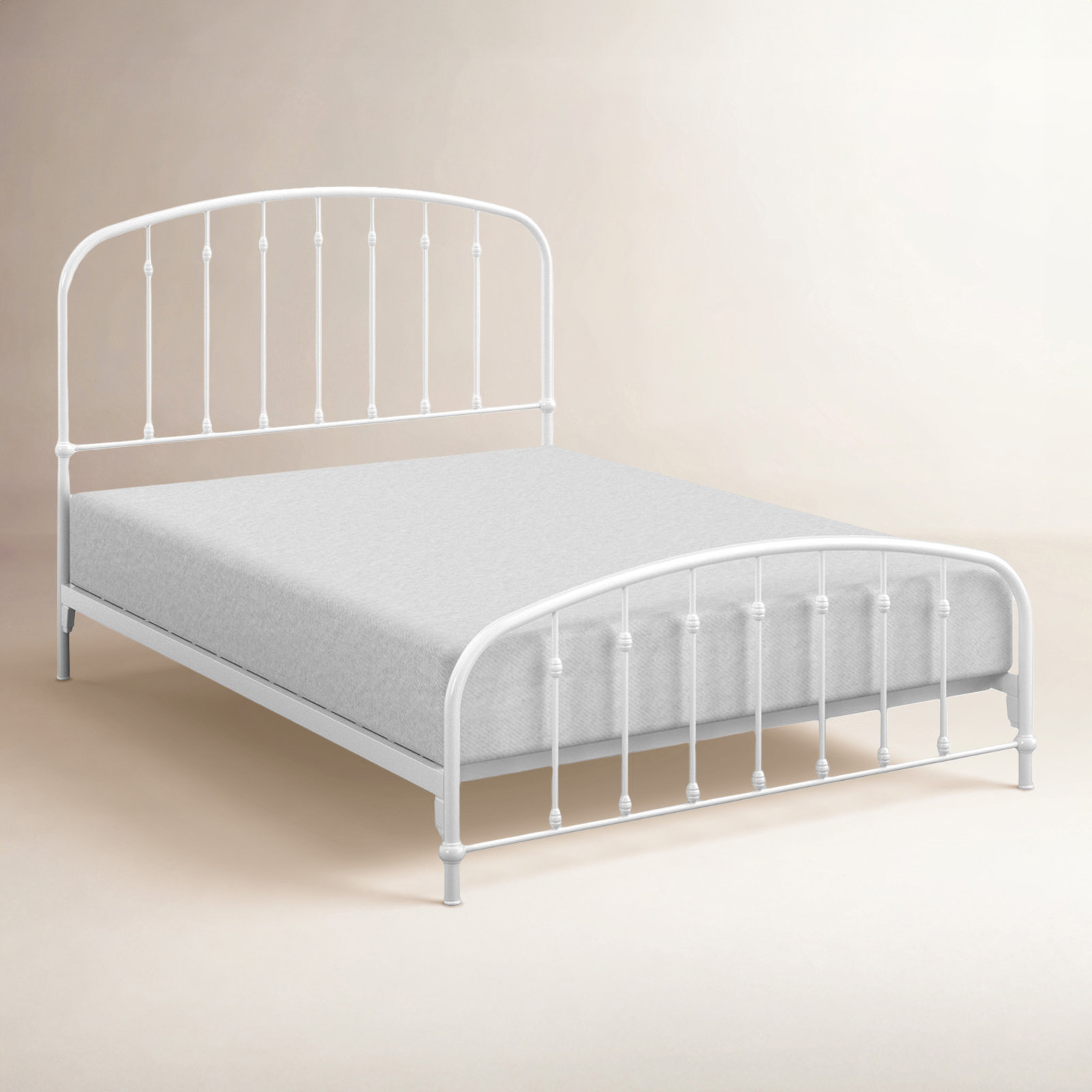 Wadsworth Metal Spindle Bed, White, Twin