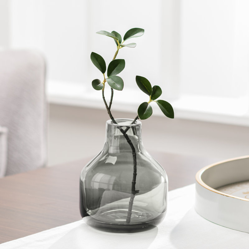Aquista 5" Hand Blown Art Glass Gray Table Vase, Gray