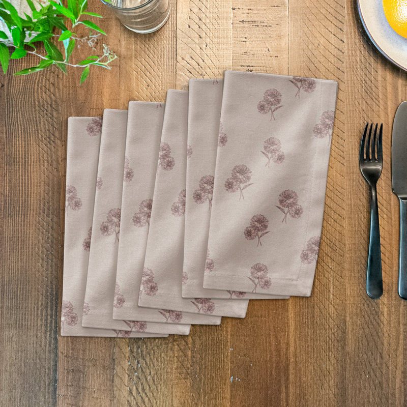 Cotton Twill Floral Rectangle Napkin, Pink