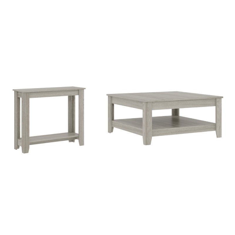 Ensemble de table de salon 2 pièces Weddel Basilico, 2 Pieces: Coffee Table, Console Table, Chêne gris foncé, Dark Grey Oak