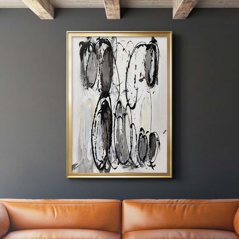 " Grey Scribbles II ", Gold, 42.5" H x 30.5" W x 1" D
