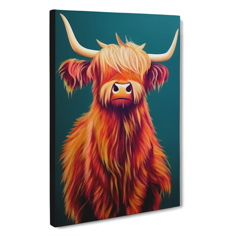 Highland Cow Art No.4 - Wrapped Canvas Print, 50cm H x 35cm W x 3cm D