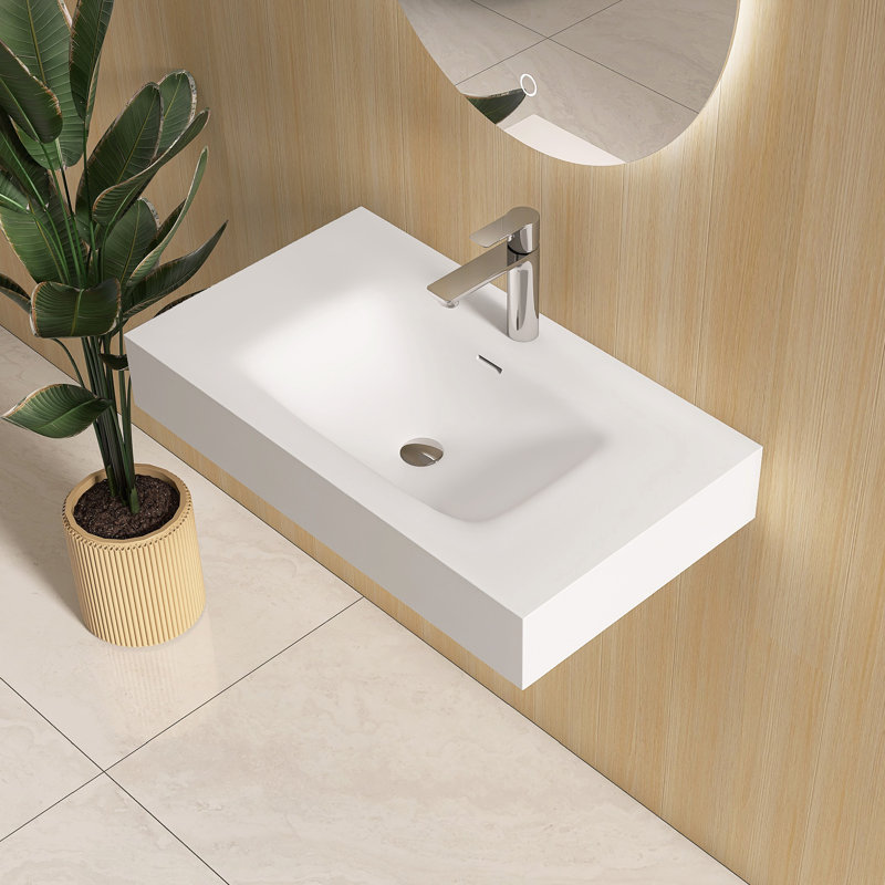 32'' Wall Mounted Bathroom Sink Solid Surface Sink