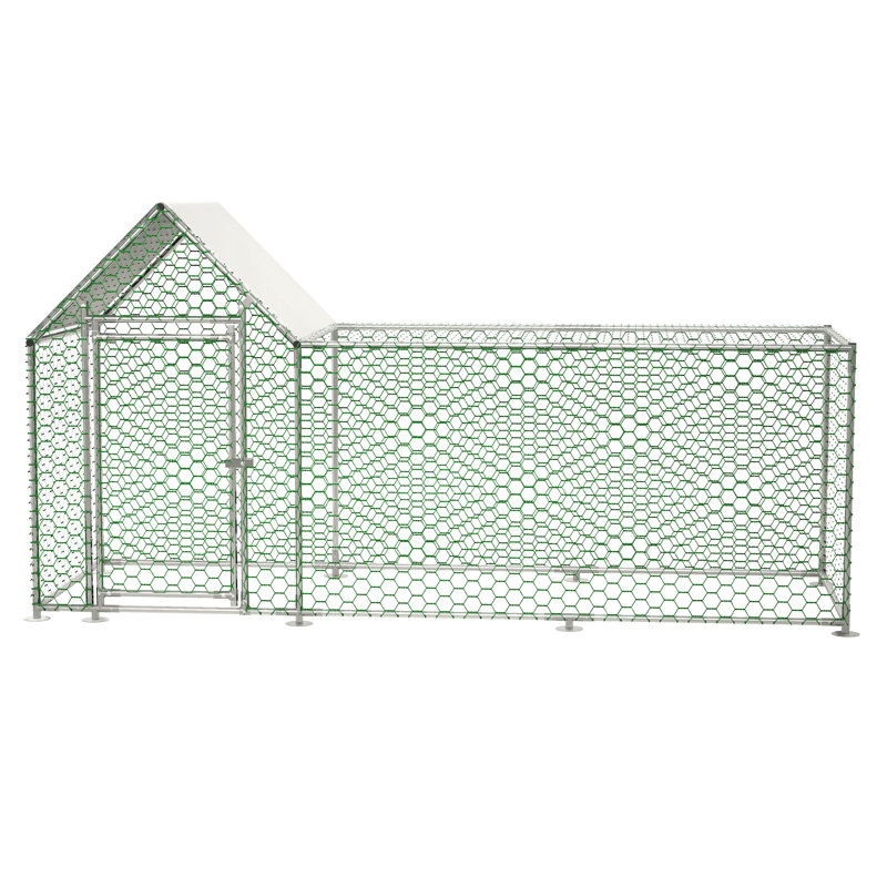 Cage à poulailler en métal avec poulailler, 59.6" H x 119.1" W x 42.2"D
